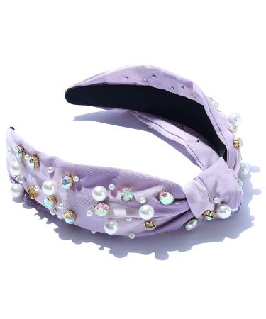 Plaid Purple Beaded Knotted Women's Headband - Jeweled Hairband for Fashionable Ladies - Buy Online on GoSupps.com