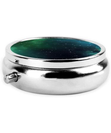 Galaxy Green Printed Mini Round Pill Box | 3 Compartment Portable Pill Organizer for Travel Home & Office - Buy Online on GoSupps.com