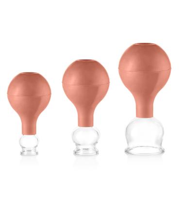 pulox cupping glass made of real glass set of 3 including suction ball 25 mm 32 mm & 40 mm brown