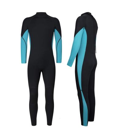Nataly Osmann Kids Wetsuit 3mm Neoprene Thermal Full Long Sleeve Swimsuit Boys Girls Junior Youth Child Wet Suits Keep Warm Back Zip for Water Sports Diving Surfing Swimming blue 12
