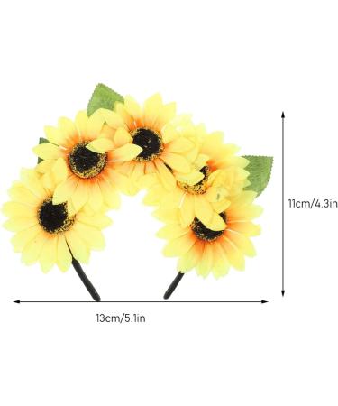 Minkissy Sunflower Headband Flower Headband Mexican Day Of The Dead Floral Crown Festival Headpiece For Women Girls Yellow - Buy Online on GoSupps.com