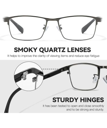 LVIOE Clear Real Glasses - Smoky Quartz Lenses Blue Light Blocking Gun Frame 1.0x Reading Glasses - International Shipping Available - Buy Online on GoSupps.com