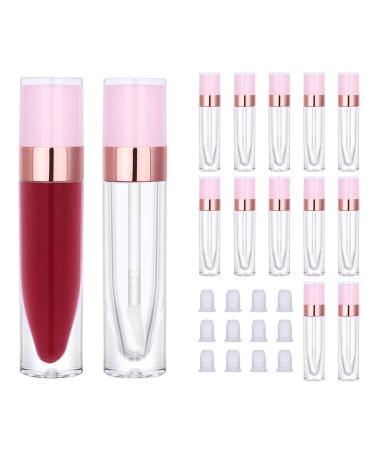 CAIYA 12Pcs Lip Gloss Tubes with Wand  6.4ml Empty Lip Balm Containers Refillable Lipstick Tubes Lip Glaze Tubes Clear Lip Gloss Bulk with Rubber Stoppers for DIY Lip Gloss Sample(Pink Rose Gold) Pink+Rose Gold