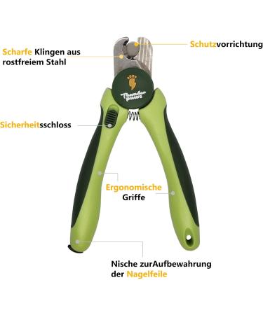 Thunderpaws Professional Dog Claw Scissors with Safety Lock & Nail File - Medium to Large - Green - Buy Online on GoSupps.com