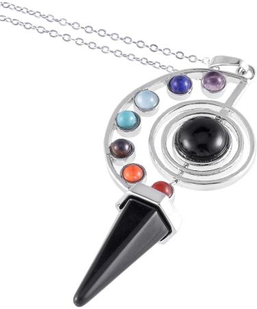 Kyeygwo 7 Chakras Hexagonal Crystal Pendant Necklace for Men & Women - Healing Obsidian Gemstone Jewelry - Buy Online on GoSupps.com