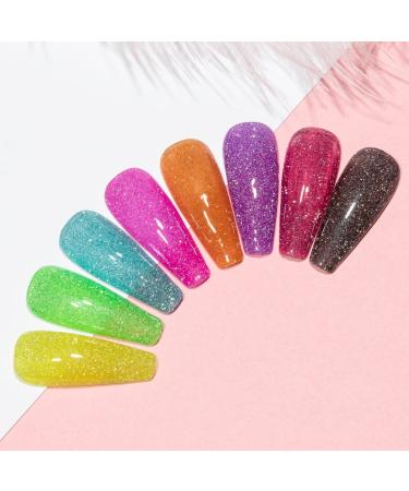 Supwee Neon Reflective Gel Polish - 8 Colors, 7ML (0.24fl oz) - Sparkle Glitter UV Gel Manicure for DIY at Home - Buy Online on GoSupps.com