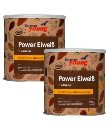 Forever Young Power Protein + Carnitine 2 x 750g can Chocolate (Chocolat Noir)