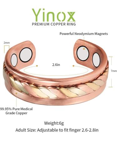 YINOX Magnetic Copper Ring for Men - 4 Magnets Adjustable Arthritis Pain Relief - 2 Pack - Buy Online on GoSupps.com