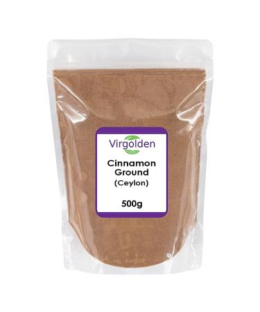 Cinnamon Ground (Ceylon) 500g by Virgolden - Perfect Powdered Seasoning for Cooking Desserts Tea and Delights