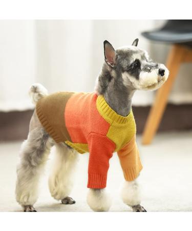 Fitwarm Color Block Long Sleeve Dog Sweater - Ugly Christmas Thermal Pet Apparel (Small, Blue/Pink/Brown/Red/Green/Orange) - Buy Online on GoSupps.com