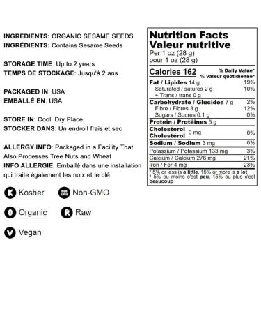 Organic Hulled Sesame Seeds 8oz - Non-GMO, Kosher, Vegan. High in Iron & Calcium. Ideal for Tahini Paste, Stir-fries, Salads - Buy Online on GoSupps.com