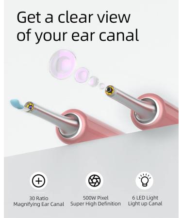 BEBIRD Ear Wax Removal Tool with 5MP Camera | 1080P Ear Scope Cleaner with 6 LED Lights | Includes 4 Ear Scoops | Pink - Buy Online on GoSupps.com