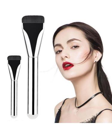 Zasdvn 2 Foundation Brush Concealer Brush Flat Top Cosmetics Applicator With Ultra Thin Bristles Makeup Foundation Tool Premium For Liquid Foundation Cream And Powder Buffing Blending Aluminum tube wooden handle