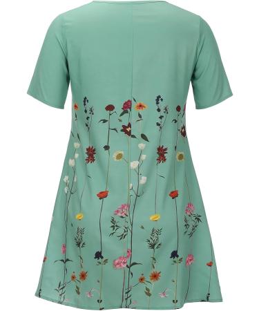 Women's Green Maxi Dress - Casual Short Sleeve Boho Sundress with Pockets (Size Small) - Buy Online on GoSupps.com