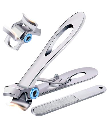 Nail Clippers for Thick Nails - Pretty Diva Wide Jaw Opening Oversized Nail Clippers, Stainless Steel Heavy Duty Toenail Clippers for Thick Nails, Extra Large Toenail Clippers for Seniors Elderly Silver