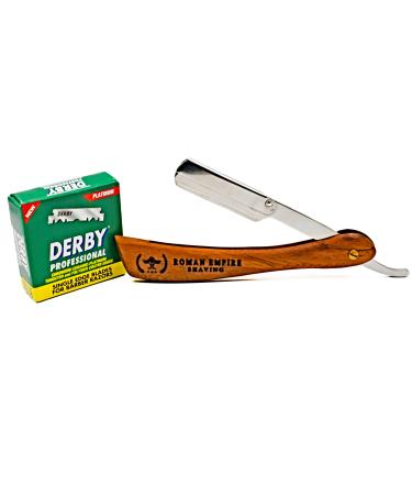 Roman Empire Shaving Spartacus Straight Razor for Professional Barber with 100 Derby Professional Blades