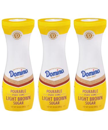 Domino Pourable Pure Cane Light Brown Sugar 10 oz Flip Top Canister (Pack of 3)