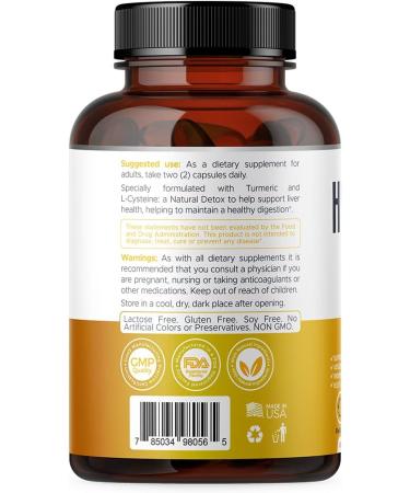 Hepatol Liver Cleanse Detox Supplement with Turmeric & L-Cysteine - 60 Ct for Liver Health & Digestion - Buy Online on GoSupps.com