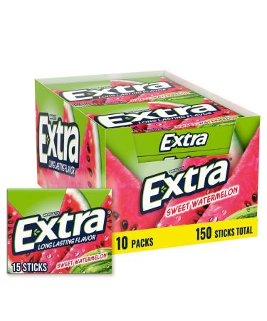 Extra Sugar Free Gum Sweet Watermelon 15 Stick Slim Pack (Pack of 10) by Extra Foods