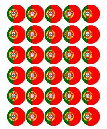 30 Portugal Portuguese Flags Cupcake Toppers Edible Wafer Paper Fairy Cake Toppers Birthday Cake Decorations