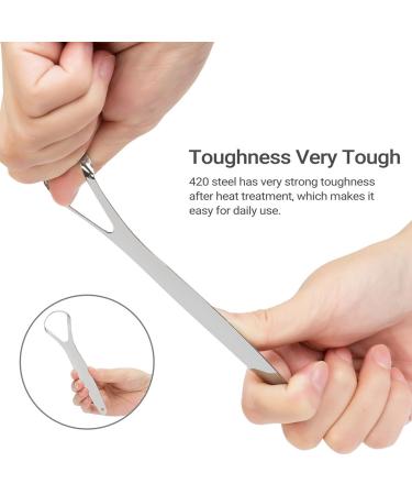 Premium Stainless Steel Tongue Cleaner & Scraper | Portable Metal Tongue Brush for Bad Breath Reduction | LNHGH - Buy Online on GoSupps.com