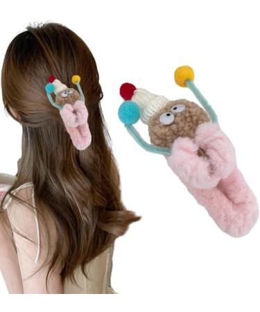 Limtula Adorkable Clown Furry Hair Claw Clips Colorful Hair Jaw Clip Furry Hair Catch Barrettes Ponytail Holder Hair Props Gray coffee - Buy Online on GoSupps.com