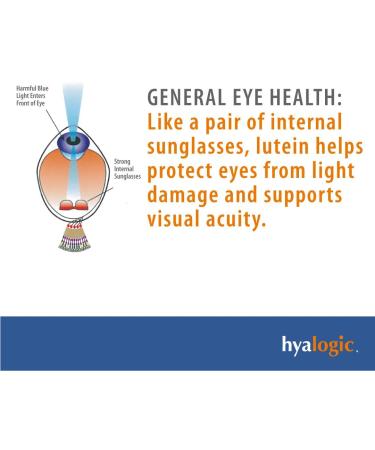 Hyalogic HylaVision Eye Health Supplement - Hyaluronic Acid, Lutein and Zeaxanthin Supplements Contains Eye Vitamins A, C, E, and Zinc Soothe Tired Eyes (120 Capsules) - Buy Online on GoSupps.com