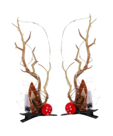 minkissy 3 Pairs Luminous Antler Hair Clip Led Elk Antlers Hair Clips Christmas Hair Antlers Clips Reindeer Ears Clips Deer Christmas Hair Clips Christmas Deer Clothing Non-woven Fabric