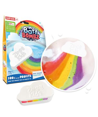 Large Cloud Rainbow Bath Bomb from Zimpli Kids Magically Creates Multi-Colour Special Effect Birthday Gifts for Boys & Girls Pocket Money Toys for Children Vegan Friendly & Cruelty Free Rainbow Single