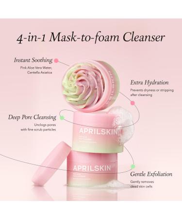 APRILSKIN Pink Aloe Facial Polish Cleanser - Gentle Exfoliating Mungbean & Soybean Scrub Removes Waterproof Makeup Non-Comedogenic Korean Skincare for All Skin Types - Buy Online on GoSupps.com