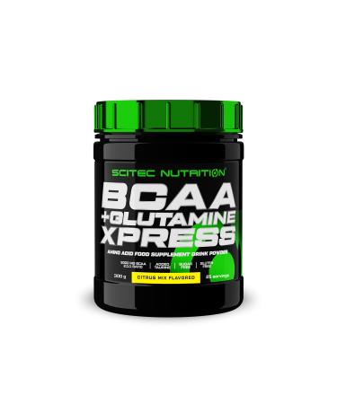 Scitec Nutrition BCAA + Glutamine Xpress - Essential Amino Acid Blend - with 5g BCAAs 2:1:1-5g Glutamine - Enriched with Taurine 300g Citrus Mix