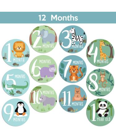 Zoo Animals Baby Monthly Stickers - Jungle Milestone Set for Boy/Girl | Unisex Safari Newborn Monthly Milestones (Set of 24) - Buy Online on GoSupps.com