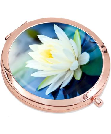 iampanda Compact Rose Gold Pocket Makeup Mirror with 2X Magnifying - Beautiful Lotus Flower Design - Buy Online on GoSupps.com