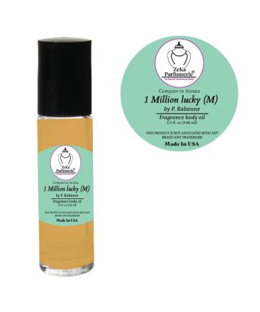 Compare to Aroma (Our impression of) 1 Millon Lucky by P. Rabanne for Men Fragrance Body oil on 1/3 oz (9.86ml) size Roll-On Botlle