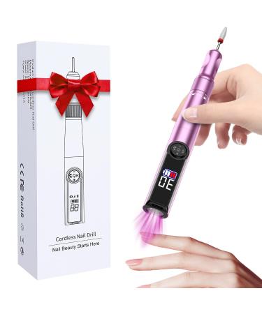 ANBEISTEE Cordless Electric Nail Drill 35000 RPM Portable Rechargeable Nail File Set for Acrylic Gel Dip Powder Nails Manicure Pedicure Polishing Mould Tools Rose