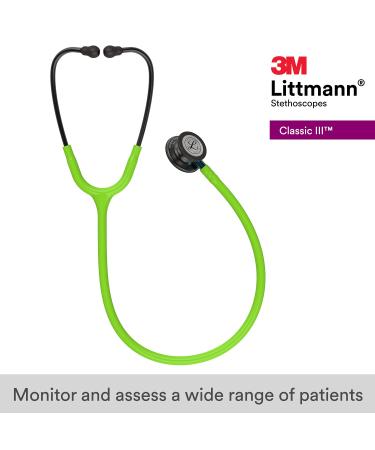 3M Littmann Classic III Stethoscope - Smoke Chestpiece, Lime Green Tube, Blue Stem - 27 inch - Buy Online on GoSupps.com