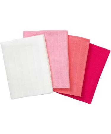 Bornino Mullwindeln Pink - 4-Pack Molton Towels 80x80cm | Pure Cotton Baby Blankets in Pink Tones - Buy Online on GoSupps.com