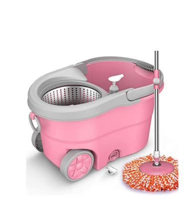 Stainless Steel Spinning Mop Bucket with Wringer Home Cleaning Kit for Hardwood Floors and Tiles to pursue happiness