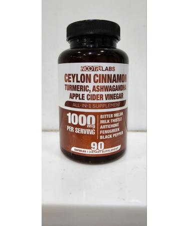 All-in-1 1000mg Highest Potency Ceylon Cinnamon Turmeric Apple Cider Vinegar Ashwagandha Bitter Melon with Milk Thistle Artichoke & Fenugreek - Gluco Health Support - 90 Vegan Capsules - Buy Online on GoSupps.com