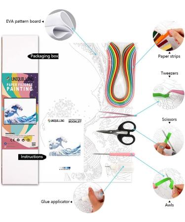 Quilling Kit for Adults - Handmade DIY Craft with Paper Filigree Tools - Great Wave Off Kanagawa Design - Room Wall Art Decor - Beginners Set - Buy Online on GoSupps.com