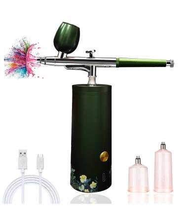 Mini Makeup Airbrush Makeup kit Airbrush for Tattoos Airbrush Makeup Kit with Air Compressor,Portable Mini Airbrush Machine Elegance Airbrush for Cake Decorating,Makeup,Tattoo,Model Coloring Green