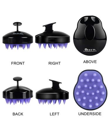 HEETA Hair Scalp Massager Shampoo Brush 2 Pack - Silicone Bristles, Remove Dandruff, Waterproof Hair Scrubber for Men & Women - Green & Black - Buy Online on GoSupps.com