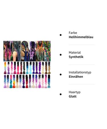 Ombre Jumbo Braiding Hair Extensions - 24 inch (300g) Synthetic Sky Blue & Light Purple - Perfect for Braids - Buy Online on GoSupps.com