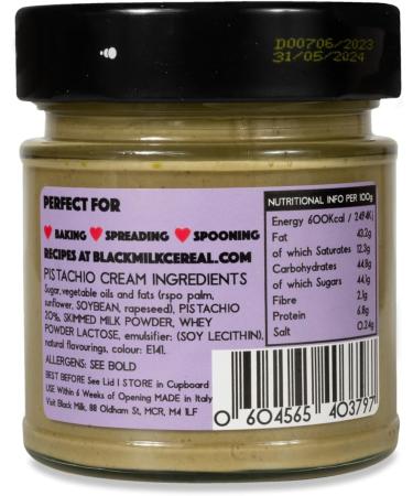 Black Milk Pistachio Cream Spread 230g - Made In Italy - Bake or Spread - Gluten Free - Single Jar 1 - Buy Online on GoSupps.com