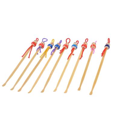 uxcell Bamboo Japanese Doll Top Earwax Scoop Remover 90 x 4mm 9 Pcs Red Blue