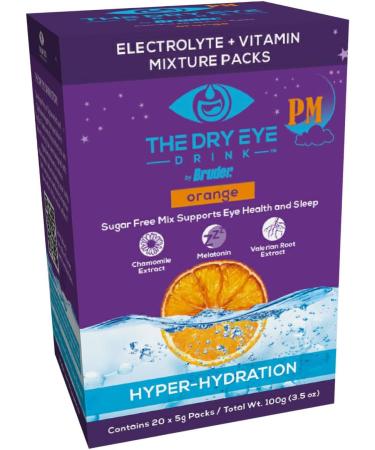 Ultimate Hydration for Dry Eyes - Sugar-Free Electrolyte Powder Packets with Vitamins Green Tea Turmeric & DHA | 20 Pack (Orange PM - Buy Online on GoSupps.com