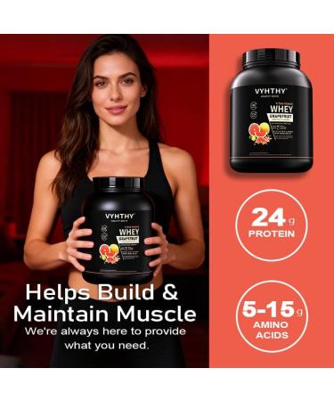 VYHTHY Grapefruit Flavored Whey Protein Powder 24g Protein per Serving Fast-Absorbing Concentrated whey Protein Low Sugar Gluten-Free Natural Flavor 2 lbs/32 oz. - Buy Online on GoSupps.com