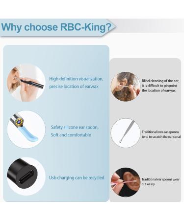 Buy RBC-King Ear Wax Removal Tool - 1080P HD Visual Ear Cleaner & Earwax Cleaning Kit with Camera 8 Replacement Spoons 6 LED Lights for iOS & Android - Black - Buy Online on GoSupps.com