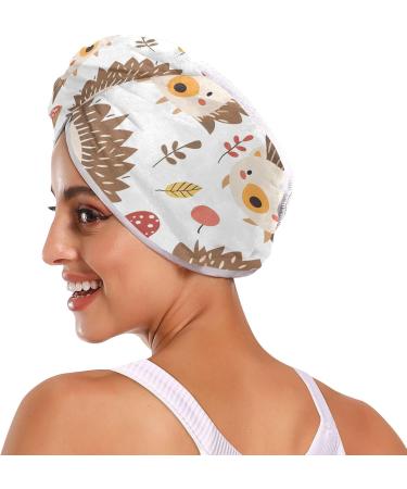 Super Absorbent Brown Hedgehog Mushroom Hair Towels 2 Pack - Quick Dry Turbans for Women & Girls - Buy Online on GoSupps.com