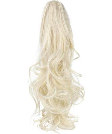 Felendy Ponytail Extension Claw 18" 20" Curly Wavy Straight Clip in Hairpiece One Piece A Jaw Long Pony Tails for Women (Platinum Blonde-Curly) - Buy Online on GoSupps.com